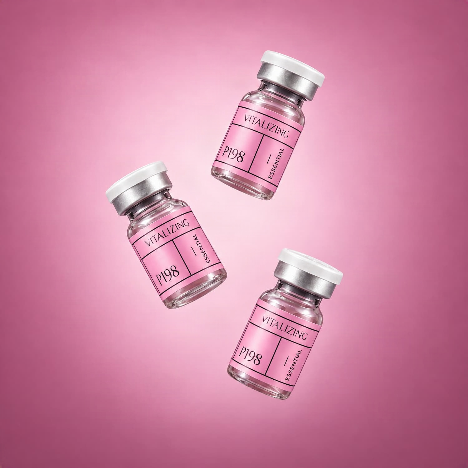 P198 BE Pink Luminous Solution, 68 Poly-Revitalizer with Dual Cica-Signal Technology, box of 5 vials